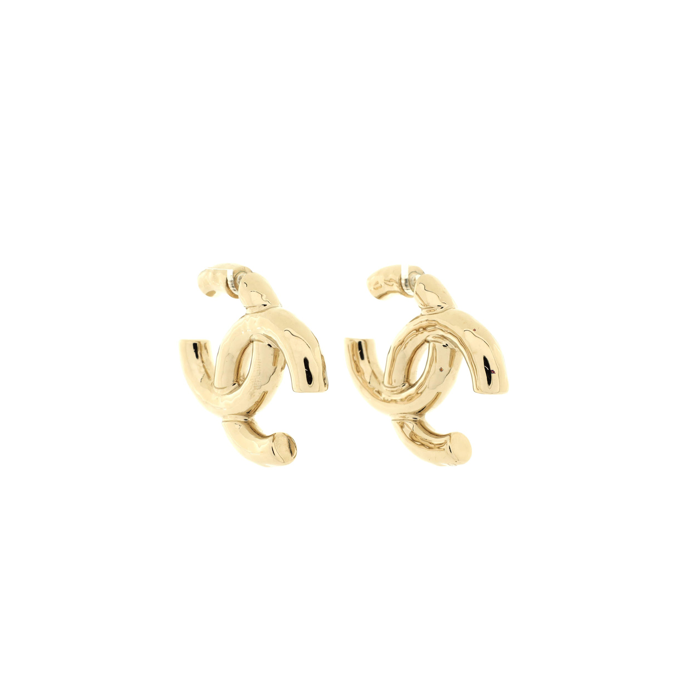 CHANEL CLASSIC CC DANGLE HOOP EARRINGS METAL LARGE 